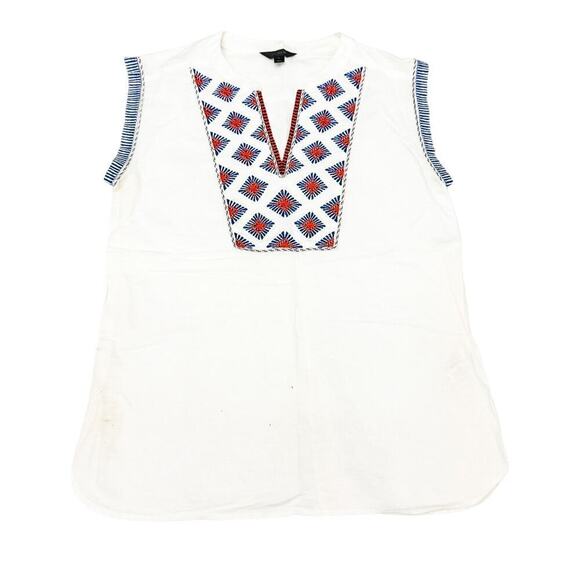 J. Crew Embroidered Linen Short Sleeve Top Size Small - Picture 1 of 4